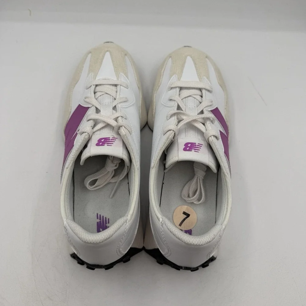 New Balance 327 Shoes‎ YOUTH Kids Size 7 White Purple Sneakers Unisex GS327ST